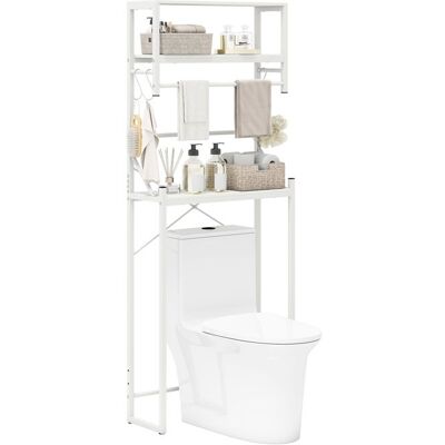 Meuble WC au-Dessus des Toilettes à 3 Niveaux COSTWAY avec Porte-Serviettes 3 Crochets Métal pour Salle de Bain Buanderie Blanc - Publicité Meuble WC au-Dessus des Toilettes à 3 Niveaux COSTWAY avec Porte-Serviettes 3 Crochets Métal pour Salle de Bain Buanderie Blanc - Publicité