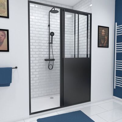 Aurlane - Paroi de Douche - 140x200cm - Réversible - Noir Mat - Verre Trempé - Publicité Aurlane - Paroi de Douche - 140x200cm - Réversible - Noir Mat - Verre Trempé - Publicité