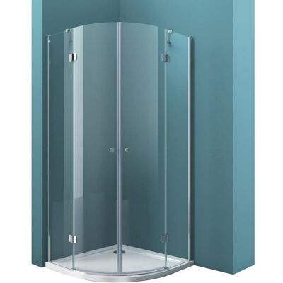 Mai & Mai Cabine de douche en angle 90x90 paroi de douche transparent porte pivotante en quart de cercle Rav02K Bleu - Publicité Mai & Mai Cabine de douche en angle 90x90 paroi de douche transparent porte pivotante en quart de cercle Rav02K Bleu - Publicité