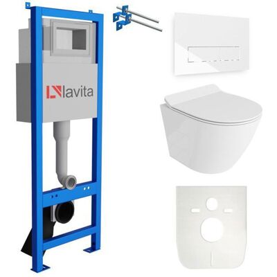 Lavita LAV101 Elément bâti-support pour WC 40cm+WC suspendu SOGO SLIM blanc sans rebord+plaque de commande LAV3.1 blancSet complet Blanc - Publicité Lavita LAV101 Elément bâti-support pour WC 40cm+WC suspendu SOGO SLIM blanc sans rebord+plaque de commande LAV3.1 blancSet complet Blanc - Publicité
