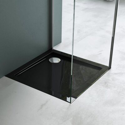 Receveur de douche carré en acrylique noir Mai & Mai F1 avec bonde A1 - 70x70x4cm Noir - Publicité Receveur de douche carré en acrylique noir Mai & Mai F1 avec bonde A1 - 70x70x4cm Noir - Publicité