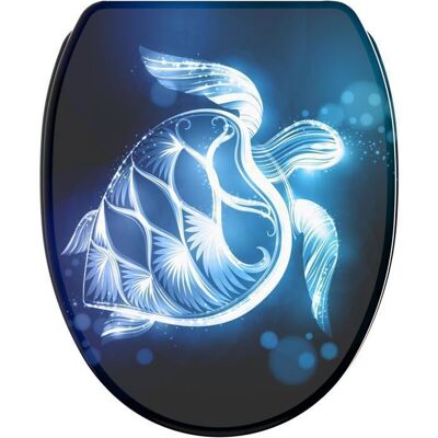 SANILO Abattant WC avec frein de chute et libération rapide Glow Turtle - Montage facile par le haut Bleu - Publicité SANILO Abattant WC avec frein de chute et libération rapide Glow Turtle - Montage facile par le haut Bleu - Publicité