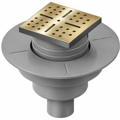 AURLANE Bonde à sortie VERTICALE pour receveur à carreler RAINY - Grille Inox Dorée Jaune - Publicité AURLANE Bonde à sortie VERTICALE pour receveur à carreler RAINY - Grille Inox Dorée Jaune - Publicité