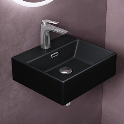Doporro Brüssel206 - Lavabo rectangular en céramique noir mat pour salle de bain - Publicité Doporro Brüssel206 - Lavabo rectangular en céramique noir mat pour salle de bain - Publicité