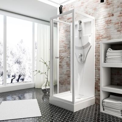 Schulte cabine de douche intégrale 80x80x210 cm réversible verre 5 mm cabine de douche complète porte pivotante blanc Juist Blanc - Publicité Schulte cabine de douche intégrale 80x80x210 cm réversible verre 5 mm cabine de douche complète porte pivotante blanc Juist Blanc - Publicité