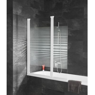 Schulte pare-baignoire 114x140 cm réversible écran pliant rabattable volets pivotants verre 3 mm bandes transversales blanc Blanc - Publicité Schulte pare-baignoire 114x140 cm réversible écran pliant rabattable volets pivotants verre 3 mm bandes transversales blanc Blanc - Publicité