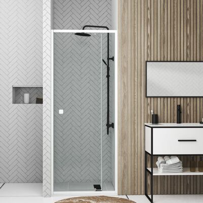 Porte de Douche Pivotante Blanche - Ajustable 69-80cm - Type de Douche - Publicité Porte de Douche Pivotante Blanche - Ajustable 69-80cm - Type de Douche - Publicité