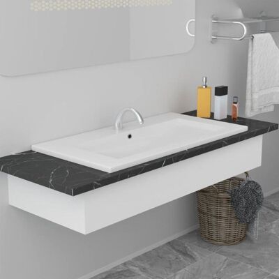 vidaXL Lavabo encastré - 91x39.5x18.5 cm Céramique Blanc - Publicité vidaXL Lavabo encastré - 91x39.5x18.5 cm Céramique Blanc - Publicité