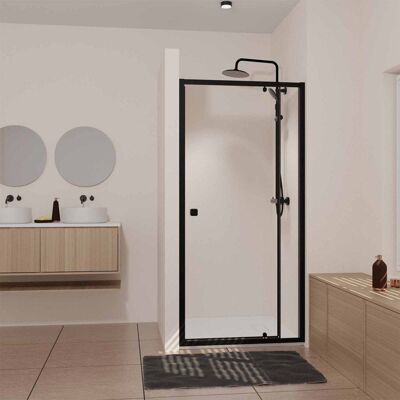 AURLANE Porte de douche Pivotante Noir 80-90x185cm - Extensible de 78 à 90 cm - BLACK SLIDE 80 90 Noir - Publicité AURLANE Porte de douche Pivotante Noir 80-90x185cm - Extensible de 78 à 90 cm - BLACK SLIDE 80 90 Noir - Publicité