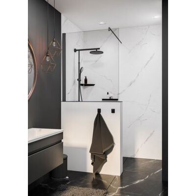 Schulte pare-muret douche 90x120 cm paroi de baignoire fixe paroi de douche anticalcaire verre 5 mm transparent noir Capri Noir - Publicité Schulte pare-muret douche 90x120 cm paroi de baignoire fixe paroi de douche anticalcaire verre 5 mm transparent noir Capri Noir - Publicité