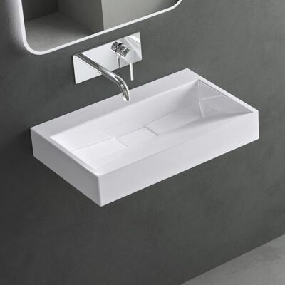 Mai & Mai Lavabo salle de bains vasque blanc 60x38x11cm lave mains rectangulaire sans perçage pour robinet lavabo à poser Col19 Blanc - Publicité Mai & Mai Lavabo salle de bains vasque blanc 60x38x11cm lave mains rectangulaire sans perçage pour robinet lavabo à poser Col19 Blanc - Publicité