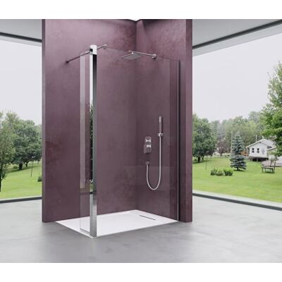 Mai & Mai Paroi de Douche 90x200 Transparent avec Rectangulaire Profilé BR1K-Plus + Paroi Latérale Pare-douche en Verre Trempé 8mm - Publicité Mai & Mai Paroi de Douche 90x200 Transparent avec Rectangulaire Profilé BR1K-Plus + Paroi Latérale Pare-douche en Verre Trempé 8mm - Publicité