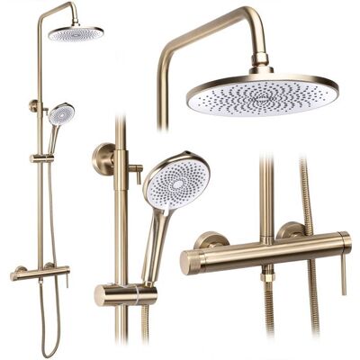 Colonne De Douche Rea Js-H7023Bg Kit De Douche Or Brosse 33 X 9 X 131 Cm - Publicité Colonne De Douche Rea Js-H7023Bg Kit De Douche Or Brosse 33 X 9 X 131 Cm - Publicité