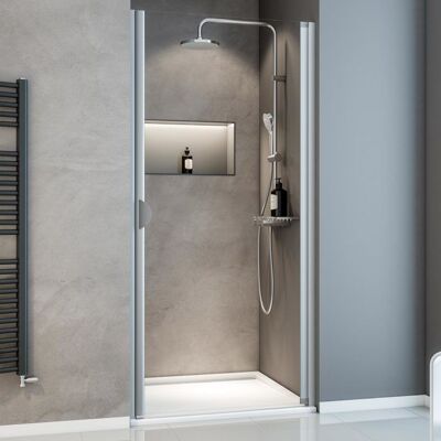 Schulte porte de douche pivotante 90x180 cm anticalcaire montage réversible verre 5 mm transparent profilé alu-argenté Sunny Gris - Publicité Schulte porte de douche pivotante 90x180 cm anticalcaire montage réversible verre 5 mm transparent profilé alu-argenté Sunny Gris - Publicité