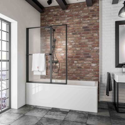 Pare-baignoire pivotant transparent noir H.140 x l.109 cm SCHULTE paroi de baignoire réversible écran de 3mm pliant rabattable Blanc - Publicité Pare-baignoire pivotant transparent noir H.140 x l.109 cm SCHULTE paroi de baignoire réversible écran de 3mm pliant rabattable Blanc - Publicité
