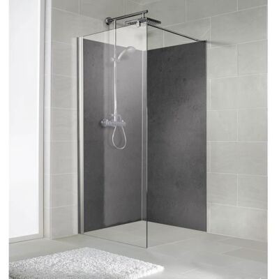 Paroi de douche fixe à litalienne 120x190 cm Walk In verre transparent profilé aspect chromé Schulte Gris - Publicité Paroi de douche fixe à litalienne 120x190 cm Walk In verre transparent profilé aspect chromé Schulte Gris - Publicité