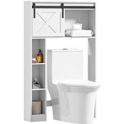 Meuble de rangement au-dessus des toilettes - HOMCOM - Meuble étagère dessus WC - blanc Blanc - Publicité Meuble de rangement au-dessus des toilettes - HOMCOM - Meuble étagère dessus WC - blanc Blanc - Publicité
