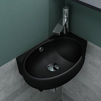Mai & Mai Petit Lavabo Suspendu Noir Vasque en Céramique Lave Mains WC Salle de Bain BR001L Noir - Publicité Mai & Mai Petit Lavabo Suspendu Noir Vasque en Céramique Lave Mains WC Salle de Bain BR001L Noir - Publicité