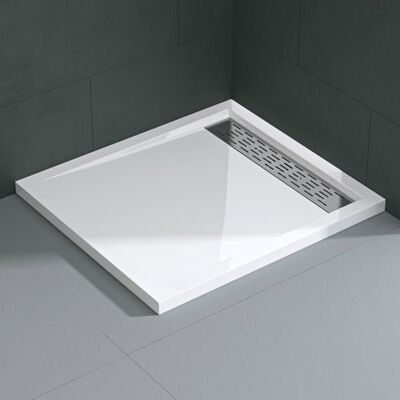 Mai & Mai Receveur de douche plat 80x100cm bac à douche en acrylique blanc rectangulaire XE4 Blanc - Publicité Mai & Mai Receveur de douche plat 80x100cm bac à douche en acrylique blanc rectangulaire XE4 Blanc - Publicité