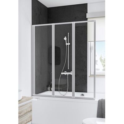 Schulte pare-baignoire 127x140cm paroi de baignoire rabattable verre synthétique 3 mm transparent pivotant 3 volets blanc Blanc - Publicité Schulte pare-baignoire 127x140cm paroi de baignoire rabattable verre synthétique 3 mm transparent pivotant 3 volets blanc Blanc - Publicité