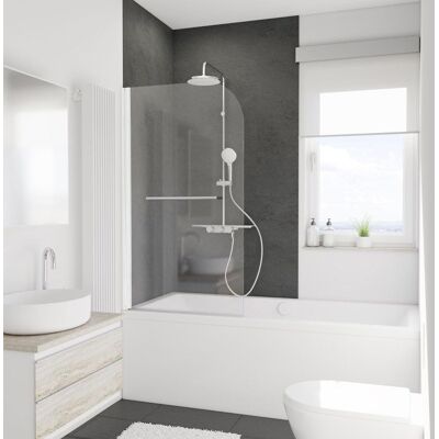 Schulte pare-baignoire 80x140cm paroi de baignoire réversible anticalcaire porte-serviette pivotant transparent blanc Blanc - Publicité Schulte pare-baignoire 80x140cm paroi de baignoire réversible anticalcaire porte-serviette pivotant transparent blanc Blanc - Publicité