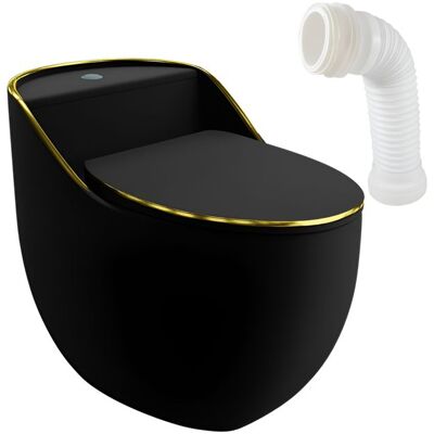 Lavita Silia RIM Black Gold Line WC à poser compact sans bride Pack WC compact complet 3/6l + connecteur WC Noir - Publicité Lavita Silia RIM Black Gold Line WC à poser compact sans bride Pack WC compact complet 3/6l + connecteur WC Noir - Publicité
