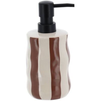 Distributeur de savon en grès rayé 350 ml mocha - Tendance Marron - Publicité Distributeur de savon en grès rayé 350 ml mocha - Tendance Marron - Publicité