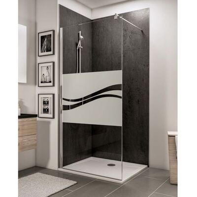 Schulte paroi de douche à litalienne 90x190 cm paroi de douche fixe anticalcaire verre 5 mm décor Liane profilé aspect chromé - Publicité Schulte paroi de douche à litalienne 90x190 cm paroi de douche fixe anticalcaire verre 5 mm décor Liane profilé aspect chromé - Publicité