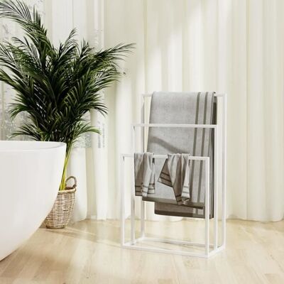 vidaXL Porte-serviettes Autoportant Blanc 48x24x79 cm Fer - Organisateur de Salle de Bain - Publicité vidaXL Porte-serviettes Autoportant Blanc 48x24x79 cm Fer - Organisateur de Salle de Bain - Publicité