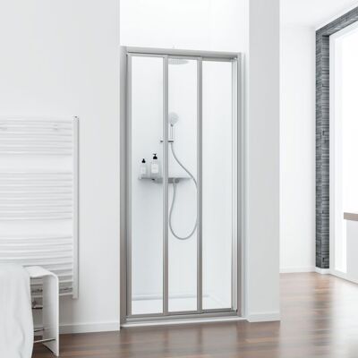 Schulte porte de douche coulissante 110x185 cm montage réversible verre 3 mm 3 pièces transparent profilés alu-argenté Blanc - Publicité Schulte porte de douche coulissante 110x185 cm montage réversible verre 3 mm 3 pièces transparent profilés alu-argenté Blanc - Publicité