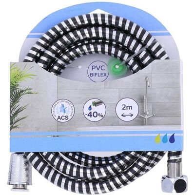 Tuyau de douche en PVC - 200cm - Argent et noir - Accessoire de douche - Publicité Tuyau de douche en PVC - 200cm - Argent et noir - Accessoire de douche - Publicité
