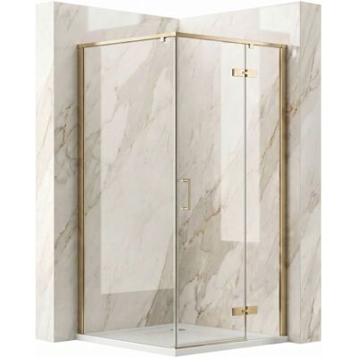 Cabine De Douche Rea Bruno 90X90 Or Brossé 885X885X195Cm Jaune - Publicité Cabine De Douche Rea Bruno 90X90 Or Brossé 885X885X195Cm Jaune - Publicité