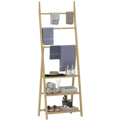 Étagère salle de bain - HOMCOM - pliable - 3 niveaux porte-serviettes - bambou - 535 x 30 x 153 cm - effet bois naturel Beige - Publicité Étagère salle de bain - HOMCOM - pliable - 3 niveaux porte-serviettes - bambou - 535 x 30 x 153 cm - effet bois naturel Beige - Publicité