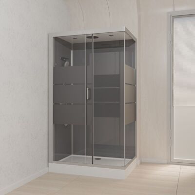 AURLANE Cabine de douche rectangle 110x80x215cm - SILVERY STRIPE RECTANGLE Gris - Publicité AURLANE Cabine de douche rectangle 110x80x215cm - SILVERY STRIPE RECTANGLE Gris - Publicité