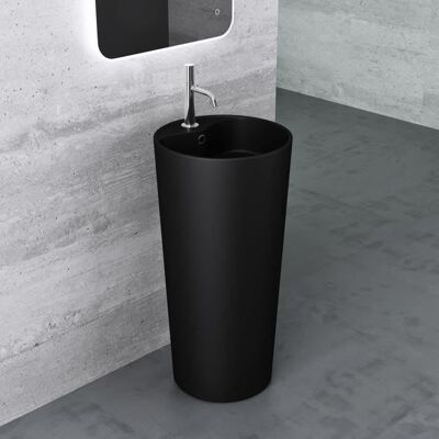 Mai & Mai® Lave Mains Colonne Évier Vasque sur Pied 45x45x90cm en Résine De Synthèse Noir Mat Rond Lavabo À Poser Au Sol Col35 Noir - Publicité Mai & Mai® Lave Mains Colonne Évier Vasque sur Pied 45x45x90cm en Résine De Synthèse Noir Mat Rond Lavabo À Poser Au Sol Col35 Noir - Publicité