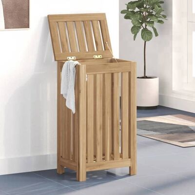 vidaXL Bac à linge 35x25x60 cm bois de teck massif 340758 Marron - Publicité vidaXL Bac à linge 35x25x60 cm bois de teck massif 340758 Marron - Publicité