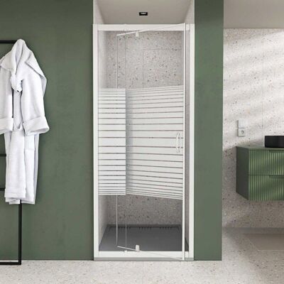 AURLANE Porte de Douche Extensible de 69 a 80 x 185cm - Profil Blanc - Verre Trempé 4mm - FLEXY Blanc - Publicité AURLANE Porte de Douche Extensible de 69 a 80 x 185cm - Profil Blanc - Verre Trempé 4mm - FLEXY Blanc - Publicité