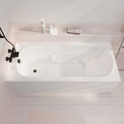 ALLIBERT Baignoire rectangulaire 150x70x54cm - Acrylique et ABS Blanc - Dossier et accoudoirs intégrés Blanc - Publicité ALLIBERT Baignoire rectangulaire 150x70x54cm - Acrylique et ABS Blanc - Dossier et accoudoirs intégrés Blanc - Publicité