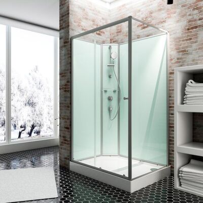 Cabine de douche intégrale 120x80 cm cabine de douche complète rectangulaire porte coulissante ouverture vers la gauche Schulte Vert - Publicité Cabine de douche intégrale 120x80 cm cabine de douche complète rectangulaire porte coulissante ouverture vers la gauche Schulte Vert - Publicité