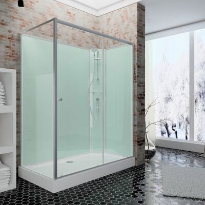 Cabine de douche intégrale 140x90 cm cabine de douche complète rectangulaire porte coulissante ouverture vers la droite Schulte Vert - Publicité Cabine de douche intégrale 140x90 cm cabine de douche complète rectangulaire porte coulissante ouverture vers la droite Schulte Vert - Publicité