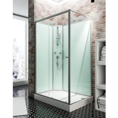 Cabine de douche intégrale 140x90 cm cabine de douche complète rectangulaire Ibiza porte coulissante gauche Schulte Vert - Publicité Cabine de douche intégrale 140x90 cm cabine de douche complète rectangulaire Ibiza porte coulissante gauche Schulte Vert - Publicité