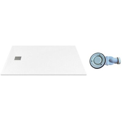 VENTE-UNIQUE Receveur de douche extra plat à poser ou à encastrer recoupable en résine SMC avec siphon - Blanc - 140 x 90 cm - MIRNOSA Blanc - Publicité VENTE-UNIQUE Receveur de douche extra plat à poser ou à encastrer recoupable en résine SMC avec siphon - Blanc - 140 x 90 cm - MIRNOSA Blanc - Publicité
