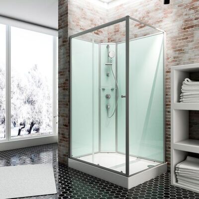 Cabine de douche intégrale 160x90 cm cabine de douche complète rectangulaire Ibiza porte coulissante gauche Schulte Vert - Publicité Cabine de douche intégrale 160x90 cm cabine de douche complète rectangulaire Ibiza porte coulissante gauche Schulte Vert - Publicité