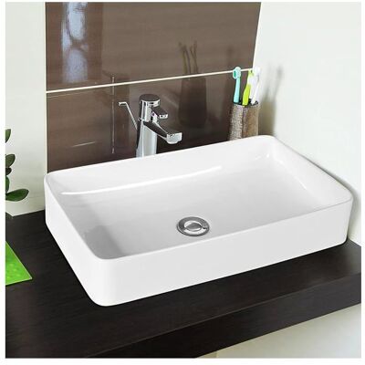 COSTWAY Lavabo rectangulaire en céramique - Durable, moderne - Publicité COSTWAY Lavabo rectangulaire en céramique - Durable, moderne - Publicité