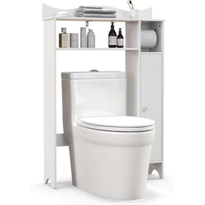 COSTWAY Meuble WC Au-dessus de Toilettes avec Espace Ouvert Gain de Place Porte-Serviettes pour Salle de Bain et Buanderie Blanc Blanc - Publicité COSTWAY Meuble WC Au-dessus de Toilettes avec Espace Ouvert Gain de Place Porte-Serviettes pour Salle de Bain et Buanderie Blanc Blanc - Publicité