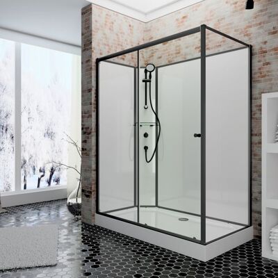 Schulte cabine de douche intégrale 120x80x204 cm ouverture gauche verre 5 mm cabine complète porte coulissante noir Tahiti Blanc - Publicité Schulte cabine de douche intégrale 120x80x204 cm ouverture gauche verre 5 mm cabine complète porte coulissante noir Tahiti Blanc - Publicité