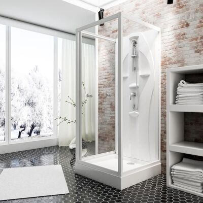 Schulte cabine de douche intégrale 90x90x210 cm réversible verre 5 mm cabine de douche complète porte pivotante blanc Juist Blanc - Publicité Schulte cabine de douche intégrale 90x90x210 cm réversible verre 5 mm cabine de douche complète porte pivotante blanc Juist Blanc - Publicité