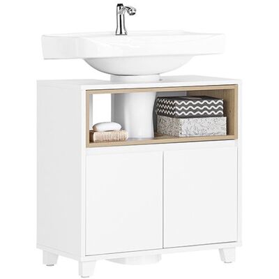 Meuble sous Vasque de Salle de Bain BZR148-W SoBuy - avec 2 Portes - L60 x P30 x H61 cm - Blanc Blanc - Publicité Meuble sous Vasque de Salle de Bain BZR148-W SoBuy - avec 2 Portes - L60 x P30 x H61 cm - Blanc Blanc - Publicité