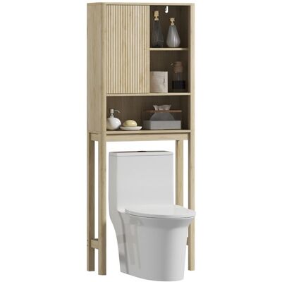 Meuble de rangement au-dessus des toilettes - HOMCOM - porte coulissante compartiments et étagère réglable - blanc Beige - Publicité Meuble de rangement au-dessus des toilettes - HOMCOM - porte coulissante compartiments et étagère réglable - blanc Beige - Publicité