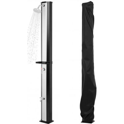 Douche Solaire 60 L 227cm COSTWAY-Pommeau de Douche PivotantDouchette de Pied-Housse de ProtectionTablette Aavon-60°C-Noir Argent - Publicité Douche Solaire 60 L 227cm COSTWAY-Pommeau de Douche PivotantDouchette de Pied-Housse de ProtectionTablette Aavon-60°C-Noir Argent - Publicité